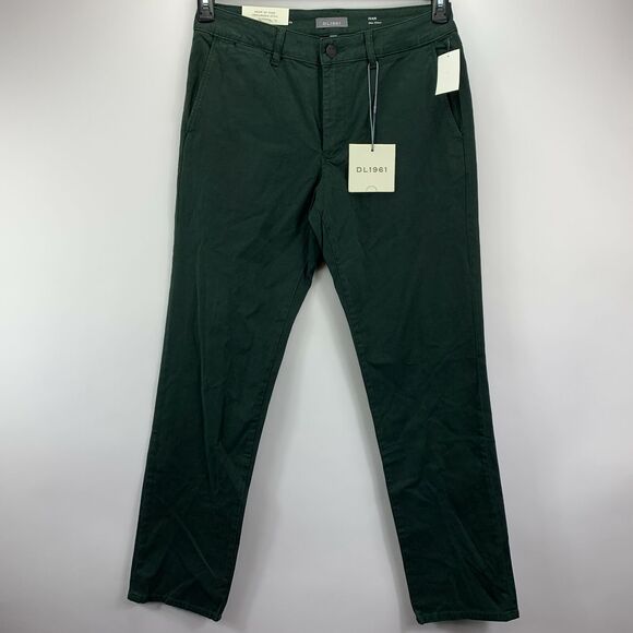 DL1961 Mens Ivan Slim Fit Chino Stretch Pants Dark Green 33x32